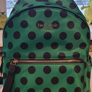 Kate Spade Black and Green Polka Dot Backpack